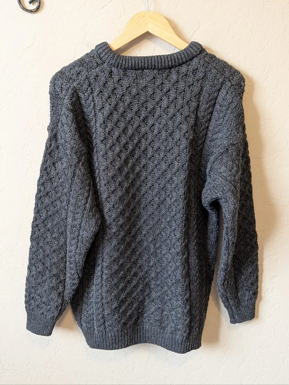 Arancrafts Ireland Grey Wool Cable Knit Sweater